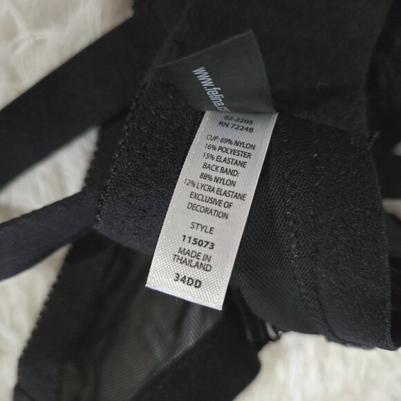 Final Markdown  Felina black unlined lace underwire bra 34DD 34E - Picture 9 of 9